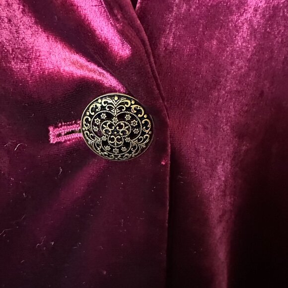 Chicos Velvet Blazer Jacket  sz 20 Red one button holiday Career Elegant lined - Picture 3 of 7
